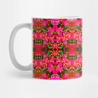 Pink and Green Abstract Floral Pattern Mug